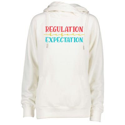 Regulation Before Expectation Autistic Autism Awareness Day Womens Funnel Neck Pullover Hood