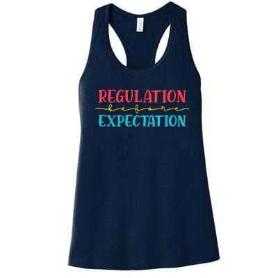 Regulation Before Expectation Autistic Autism Awareness Day Women's Racerback Tank