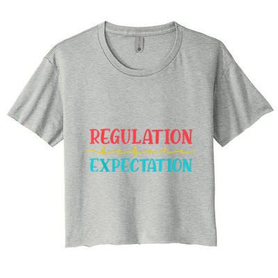 Regulation Before Expectation Autistic Autism Awareness Day Women's Crop Top Tee