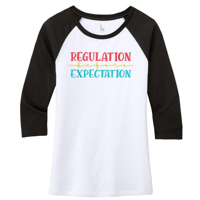 Regulation Before Expectation Autistic Autism Awareness Day Women's Tri-Blend 3/4-Sleeve Raglan Shirt