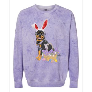 Rottweiler Bunny Easter Egg Hunters Funny Easter Day Meaningful Gift Colorblast Crewneck Sweatshirt