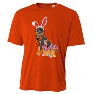 Rottweiler Bunny Easter Egg Hunters Funny Easter Day Meaningful Gift Cooling Performance Crew T-Shirt