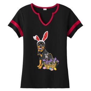 Rottweiler Bunny Easter Egg Hunters Funny Easter Day Meaningful Gift Ladies Halftime Notch Neck Tee