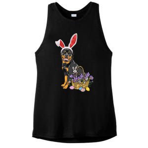 Rottweiler Bunny Easter Egg Hunters Funny Easter Day Meaningful Gift Ladies PosiCharge Tri-Blend Wicking Tank