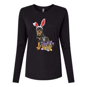 Rottweiler Bunny Easter Egg Hunters Funny Easter Day Meaningful Gift Womens Cotton Relaxed Long Sleeve T-Shirt