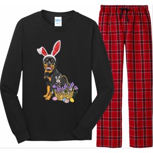 Rottweiler Bunny Easter Egg Hunters Funny Easter Day Meaningful Gift Long Sleeve Pajama Set