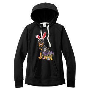 Rottweiler Bunny Easter Egg Hunters Funny Easter Day Meaningful Gift Women's Fleece Hoodie