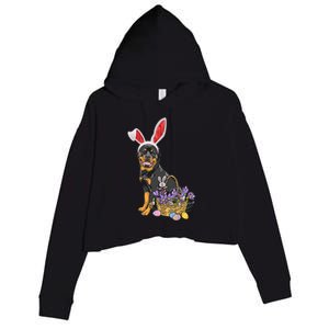 Rottweiler Bunny Easter Egg Hunters Funny Easter Day Meaningful Gift Crop Fleece Hoodie