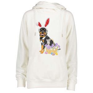 Rottweiler Bunny Easter Egg Hunters Funny Easter Day Meaningful Gift Womens Funnel Neck Pullover Hood