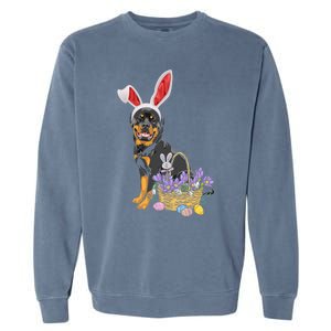 Rottweiler Bunny Easter Egg Hunters Funny Easter Day Meaningful Gift Garment-Dyed Sweatshirt