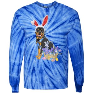 Rottweiler Bunny Easter Egg Hunters Funny Easter Day Meaningful Gift Tie-Dye Long Sleeve Shirt