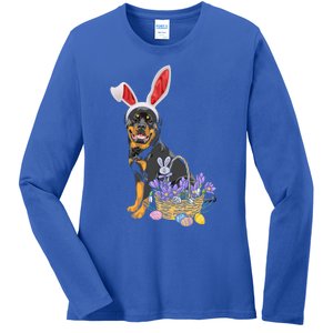 Rottweiler Bunny Easter Egg Hunters Funny Easter Day Meaningful Gift Ladies Long Sleeve Shirt