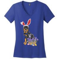 Rottweiler Bunny Easter Egg Hunters Funny Easter Day Meaningful Gift Women's V-Neck T-Shirt