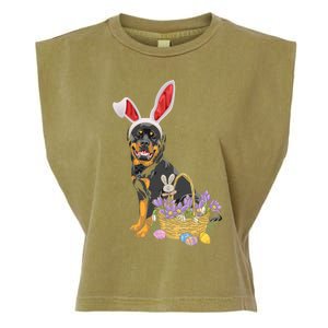 Rottweiler Bunny Easter Egg Hunters Funny Easter Day Meaningful Gift Garment-Dyed Women's Muscle Tee