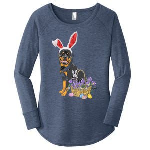 Rottweiler Bunny Easter Egg Hunters Funny Easter Day Meaningful Gift Women's Perfect Tri Tunic Long Sleeve Shirt