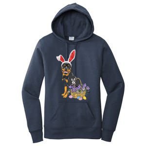 Rottweiler Bunny Easter Egg Hunters Funny Easter Day Meaningful Gift Women's Pullover Hoodie