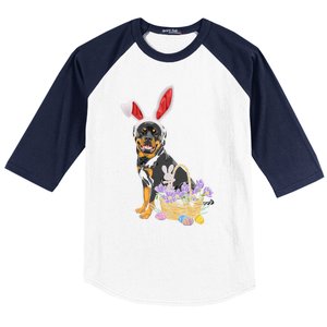 Rottweiler Bunny Easter Egg Hunters Funny Easter Day Meaningful Gift Baseball Sleeve Shirt