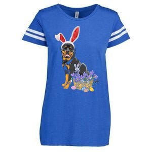 Rottweiler Bunny Easter Egg Hunters Funny Easter Day Meaningful Gift Enza Ladies Jersey Football T-Shirt