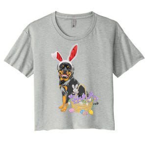 Rottweiler Bunny Easter Egg Hunters Funny Easter Day Meaningful Gift Women's Crop Top Tee