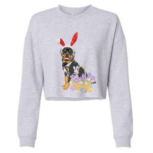 Rottweiler Bunny Easter Egg Hunters Funny Easter Day Meaningful Gift Cropped Pullover Crew