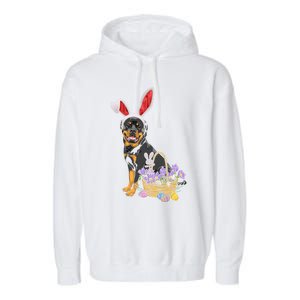 Rottweiler Bunny Easter Egg Hunters Funny Easter Day Meaningful Gift Garment-Dyed Fleece Hoodie