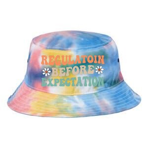 Regulation Before Expectation Retro Neurodiversity Therapist Tie Dye Newport Bucket Hat