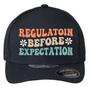 Regulation Before Expectation Retro Neurodiversity Therapist Flexfit Unipanel Trucker Cap