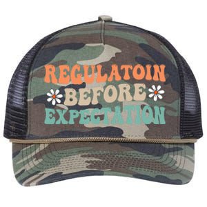 Regulation Before Expectation Retro Neurodiversity Therapist Retro Rope Trucker Hat Cap