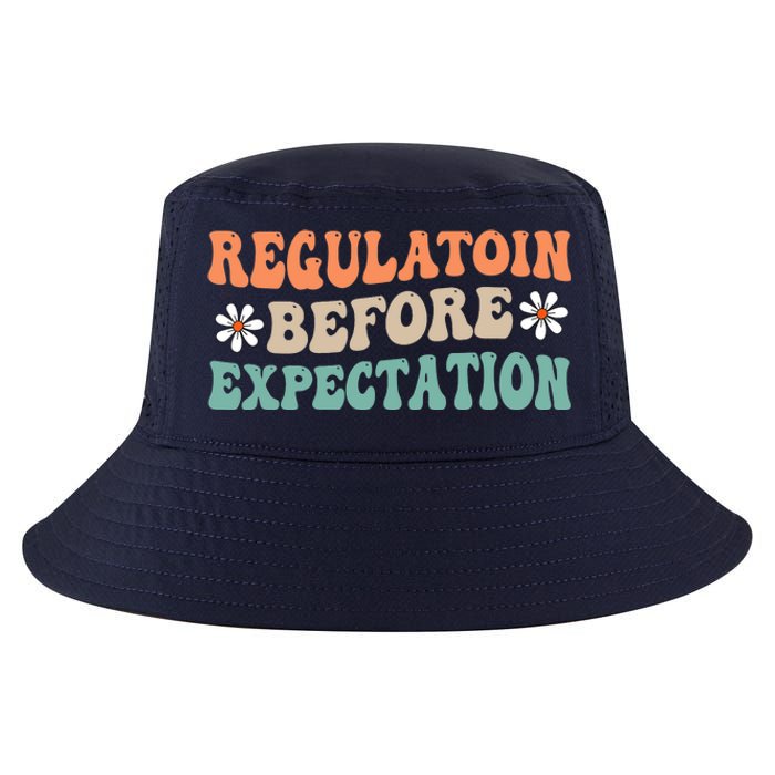 Regulation Before Expectation Retro Neurodiversity Therapist Cool Comfort Performance Bucket Hat