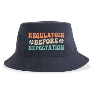 Regulation Before Expectation Retro Neurodiversity Therapist Sustainable Bucket Hat