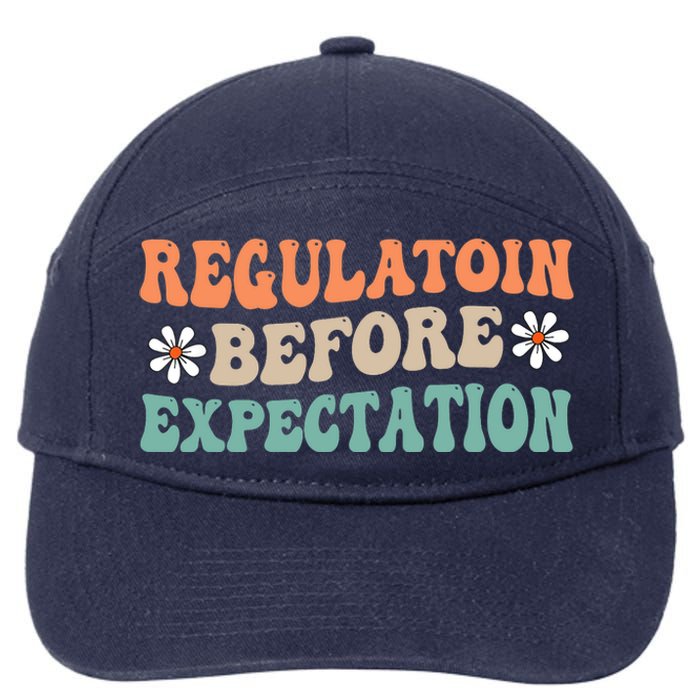 Regulation Before Expectation Retro Neurodiversity Therapist 7-Panel Snapback Hat