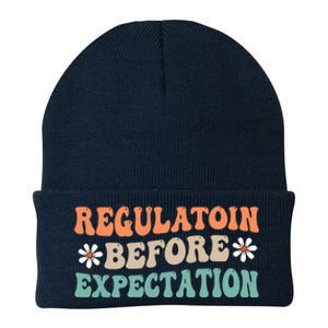 Regulation Before Expectation Retro Neurodiversity Therapist Knit Cap Winter Beanie