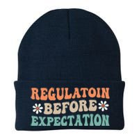 Regulation Before Expectation Retro Neurodiversity Therapist Knit Cap Winter Beanie