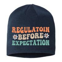 Regulation Before Expectation Retro Neurodiversity Therapist Sustainable Beanie