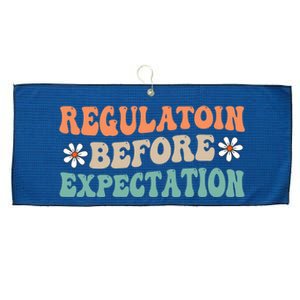 Regulation Before Expectation Retro Neurodiversity Therapist Large Microfiber Waffle Golf Towel