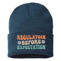 Regulation Before Expectation Retro Neurodiversity Therapist Sustainable Knit Beanie