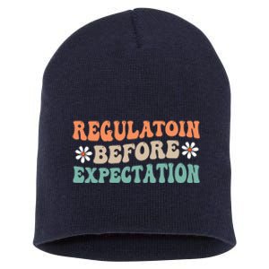 Regulation Before Expectation Retro Neurodiversity Therapist Short Acrylic Beanie