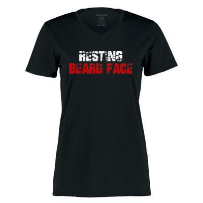 Resting Beard Face Funny Beard Parody Bearded Women's Momentum V-Neck T-Shirt