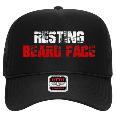 Resting Beard Face Funny Beard Parody Bearded High Crown Mesh Back Trucker Hat