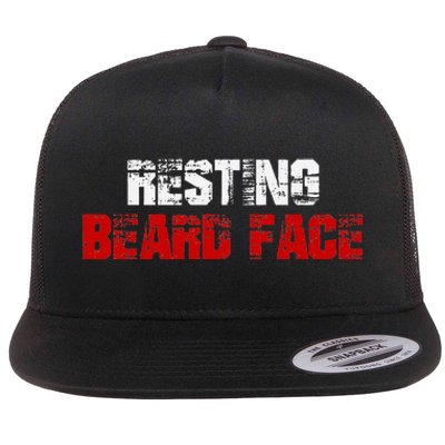 Resting Beard Face Funny Beard Parody Bearded Flat Bill Trucker Hat