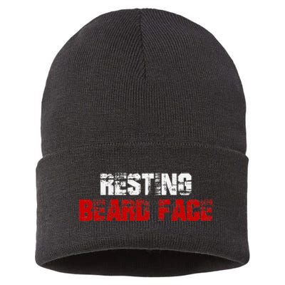 Resting Beard Face Funny Beard Parody Bearded Sustainable Knit Beanie