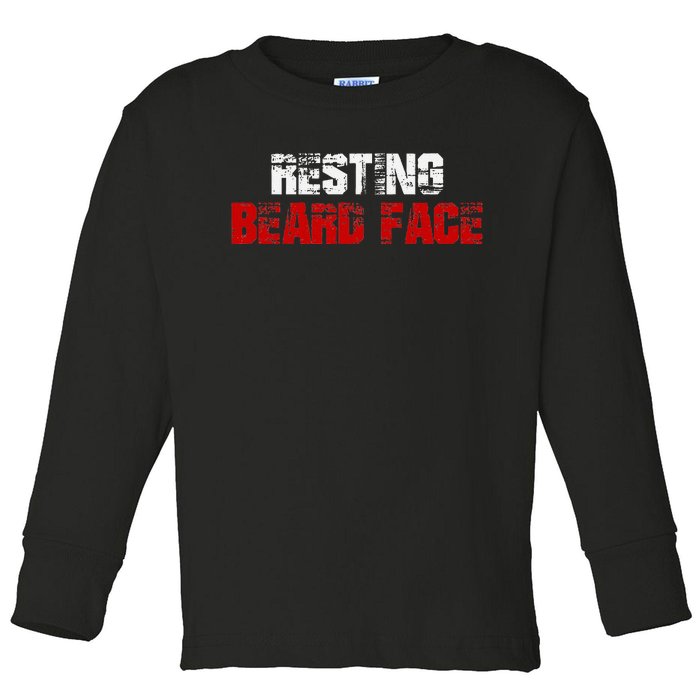 Resting Beard Face Funny Beard Parody Bearded Toddler Long Sleeve Shirt