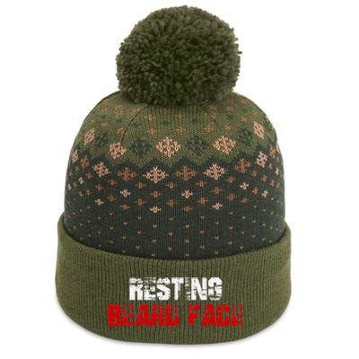 Resting Beard Face Funny Beard Parody Bearded The Baniff Cuffed Pom Beanie