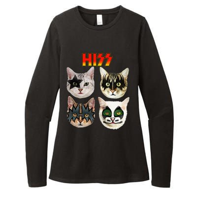 Retro Black Funny Cat Lover Womens CVC Long Sleeve Shirt