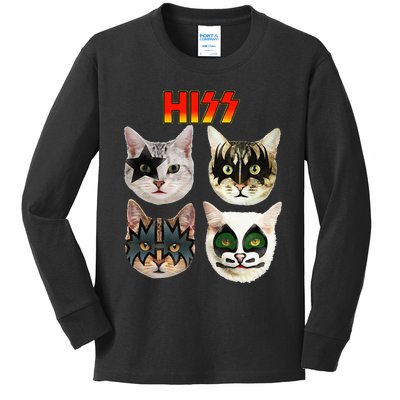 Retro Black Funny Cat Lover Kids Long Sleeve Shirt