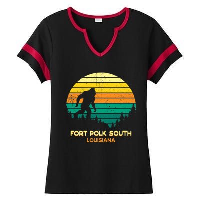 Retro Bayou Fort Polk South Louisiana Bigfoot Souvenir Ladies Halftime Notch Neck Tee