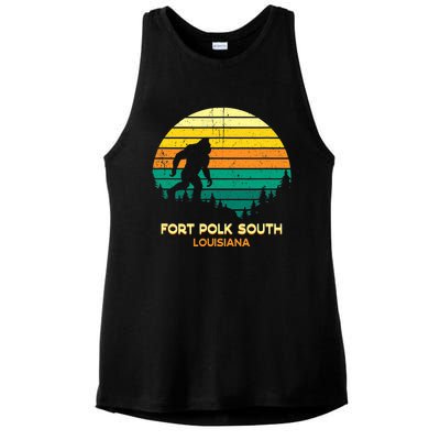 Retro Bayou Fort Polk South Louisiana Bigfoot Souvenir Ladies PosiCharge Tri-Blend Wicking Tank