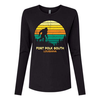 Retro Bayou Fort Polk South Louisiana Bigfoot Souvenir Womens Cotton Relaxed Long Sleeve T-Shirt