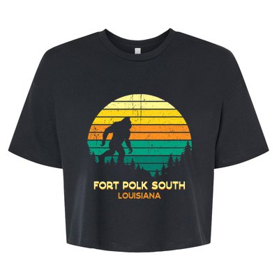 Retro Bayou Fort Polk South Louisiana Bigfoot Souvenir Bella+Canvas Jersey Crop Tee