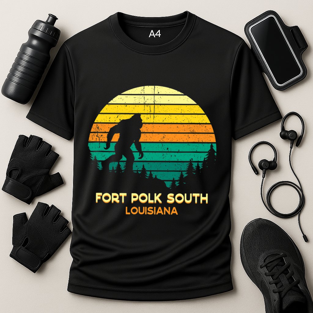 Retro Bayou Fort Polk South Louisiana Bigfoot Souvenir Cooling Performance Crew T-Shirt